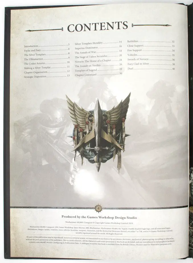 Warhammer 40,000 Conquest - Silver Templars Source Book - Contents