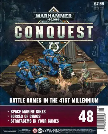 Sommaire de la couverture du numéro 48 de Warhammer Conquest