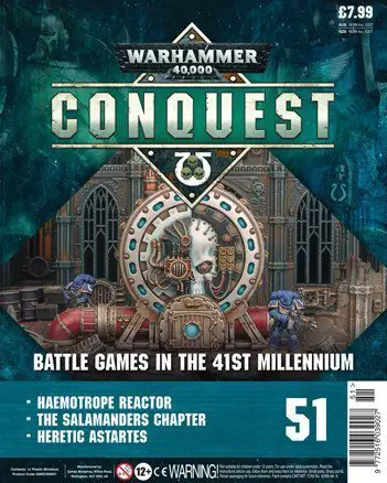 Sommaire de la couverture du numéro 51 de Warhammer Conquest