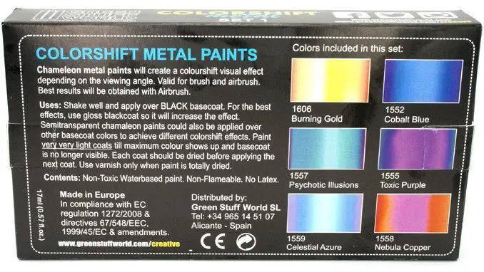 Green Stuff World Chameleon Colourshift Set 1 Review - Trasero en caja