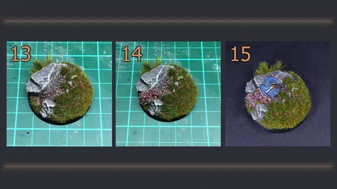 Cómo hacer bases de hierba estática para miniaturas y modelos de juegos de guerra - Pasos 13-15