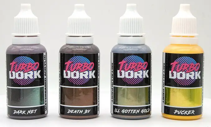 Turbodork Paint range review for Miniatures & Wargames Models - Brown & Yellow Bottles