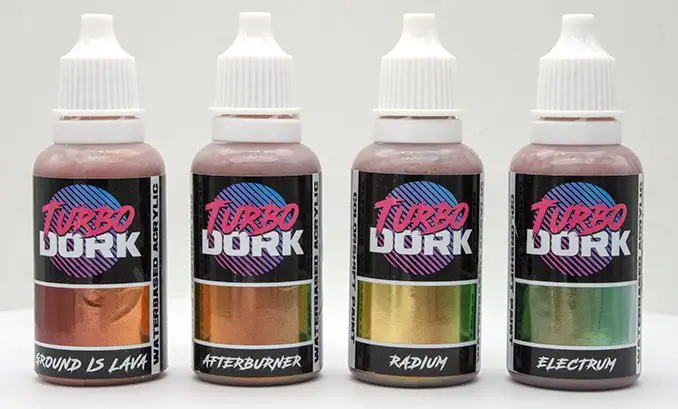 Revisión de la gama de pinturas Turbodork para miniaturas y modelos de juegos de guerra - Colourshift A Bottles