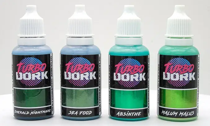 Turbodork Paint range review for Miniatures & Wargames Models - Green Bottles