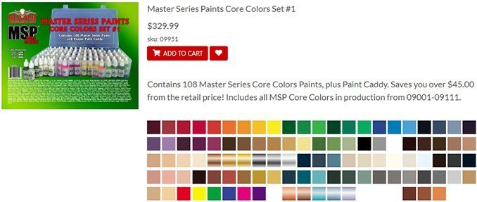 Reaper Miniatures MSP Master Series Peintures MSP - Core Colors Set 1 avis - Set List