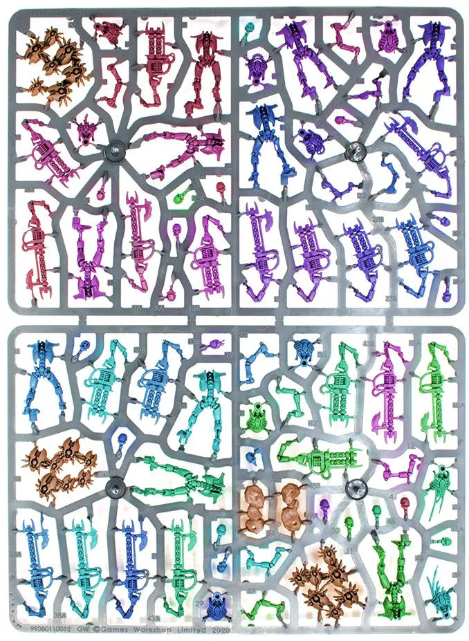 Warhammer-40000-Indomitus-40K-Sprue-B-Necron-Warriors-Canoptek-Scarab-Swarms-Coloured