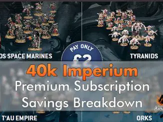 Warhammer Imperium Premium-Abonnement-Kit - Aufschlüsselung der Einsparungen - Vorgestellt