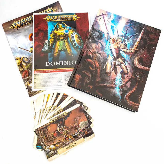 Warhammer Age of Sigmar Dominion Review - Unboxing - Bücher & Karten