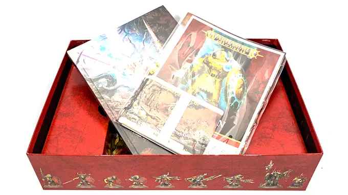 Warhammer Age of Sigmar Dominion Review - Unboxing - Box - Books Layed Out