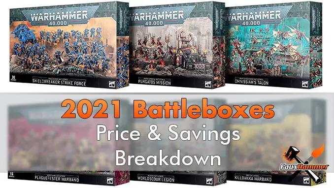 Warhammer 40,000 2021 Battleforce Boxes - Répartition des prix et des économies - En vedette