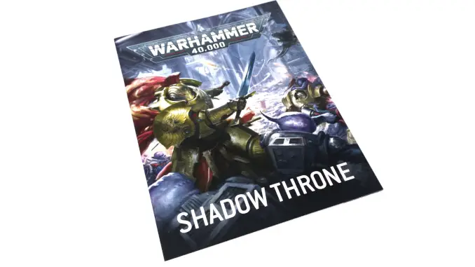 Portada del libro de la campaña Warhammer 40,000 Shadow Throne Review