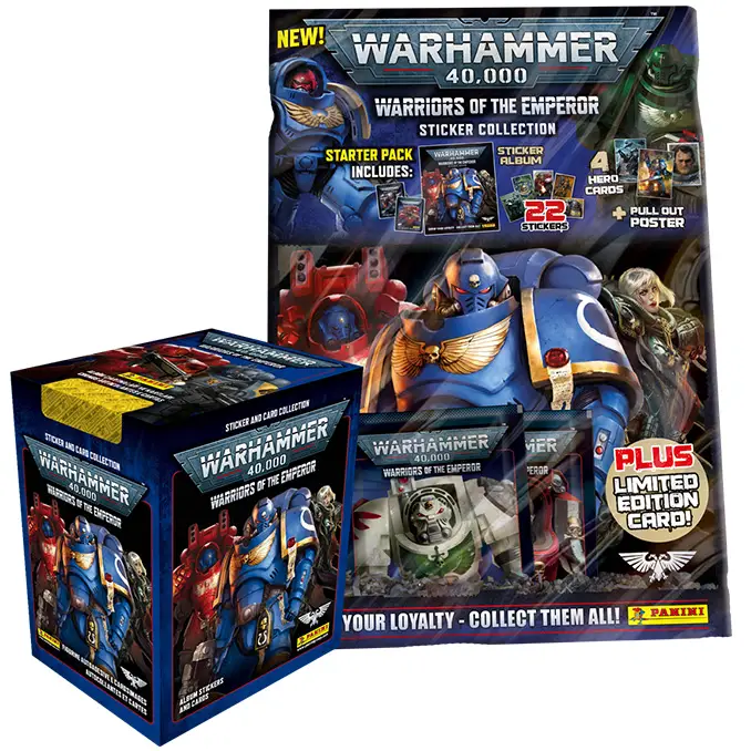 Les Guerriers de l'Empereur - Warhammer 40k Panini Stickers - Booster Box & Starter Set Bundle