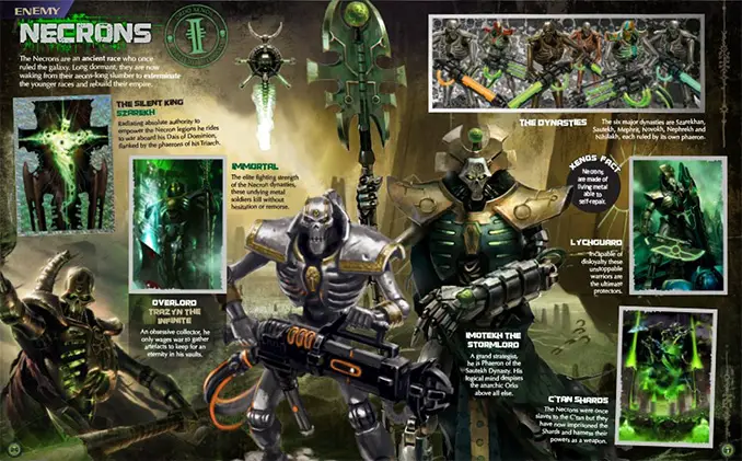 Guerrieri dell'Imperatore - Warhammer 40k Panini Stickers - Pagina della fazione Necron