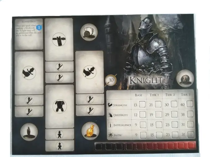 Tarjeta de personaje del juego de mesa Dark Souls