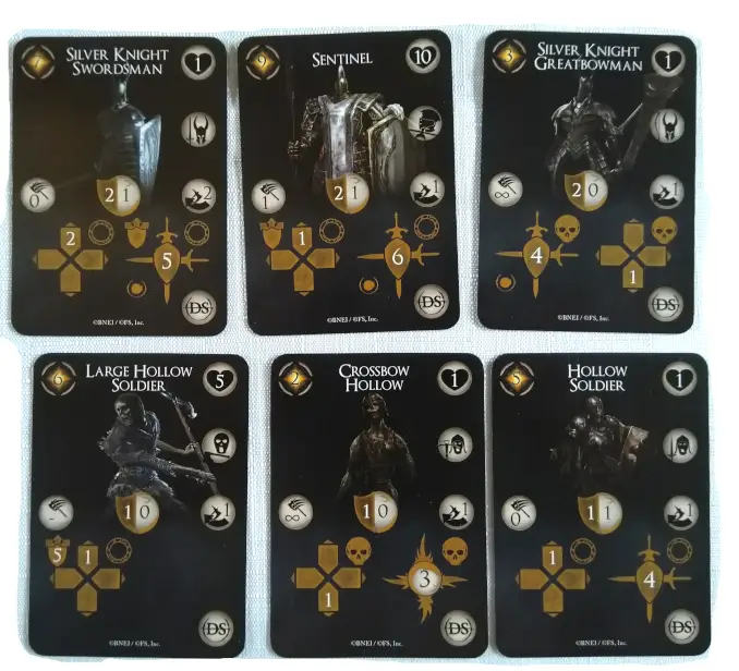 Cartas enemigas del juego de mesa Dark Souls