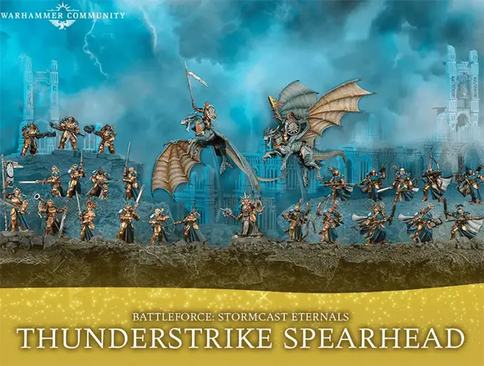 2022 AoS Battleforce - Stormcast Eternals - Thunderstrike Spearhead (contenido, precio, valor y ahorros)