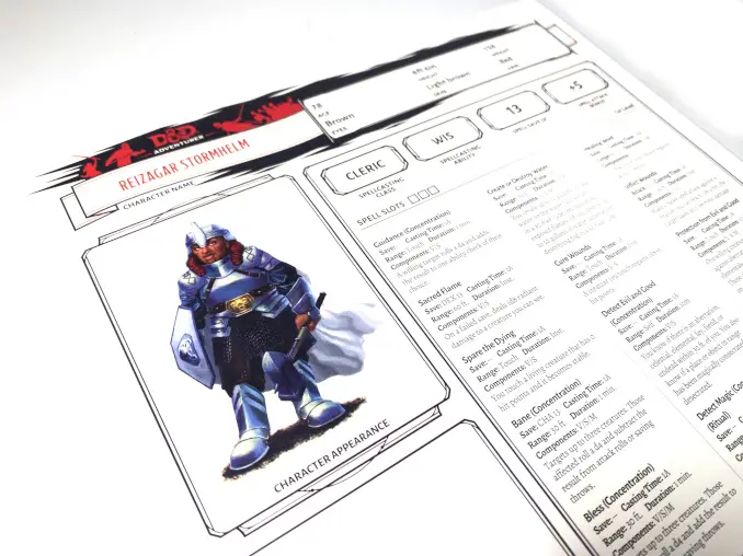 Dungeons & Dragons Adventurer Preview Character Sheets