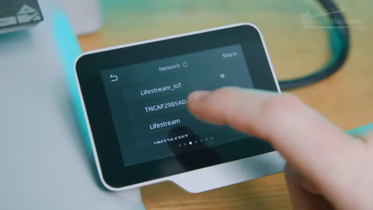 Anycubic Kobra X touchscreen showing Lifestream IoT network details