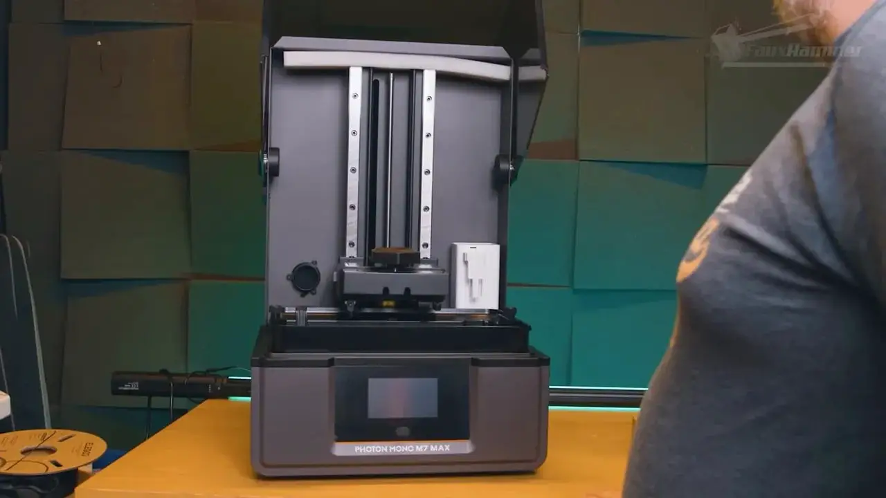 Anycubic Photon Mono M7 Max resin printer on a workbench in a studio