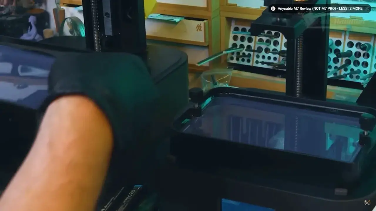 Anycubic resin 3D printer screen area and build platform during operation