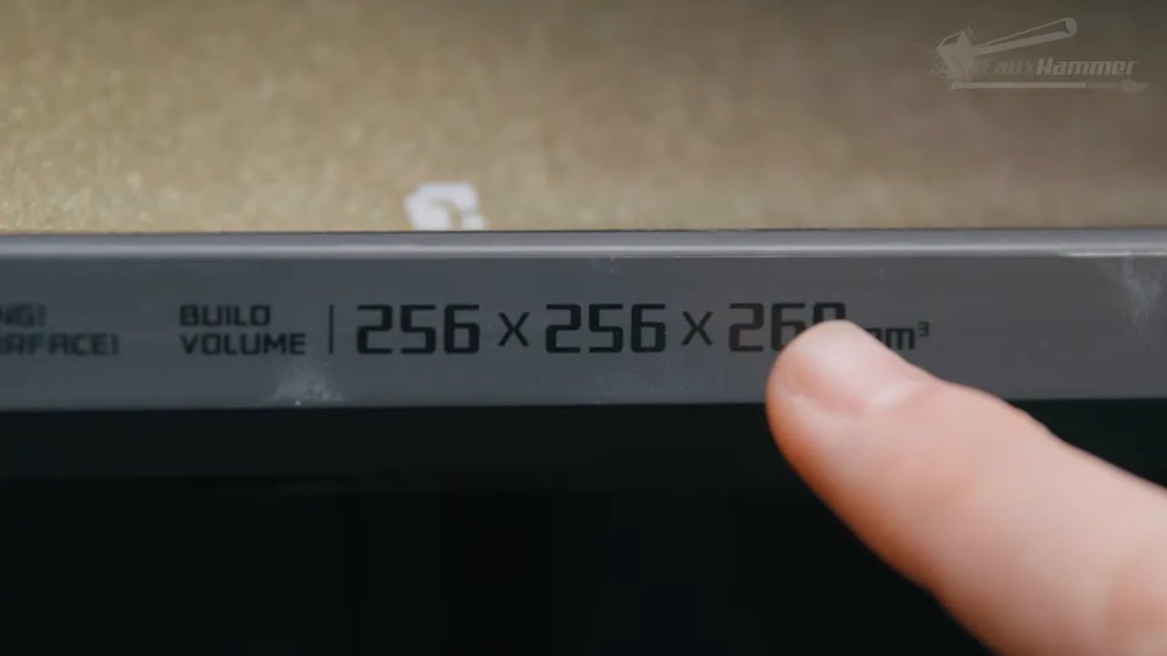Bambu X2D build volume display showing restricted 256 x 256 x 260 mm when using the right nozzle