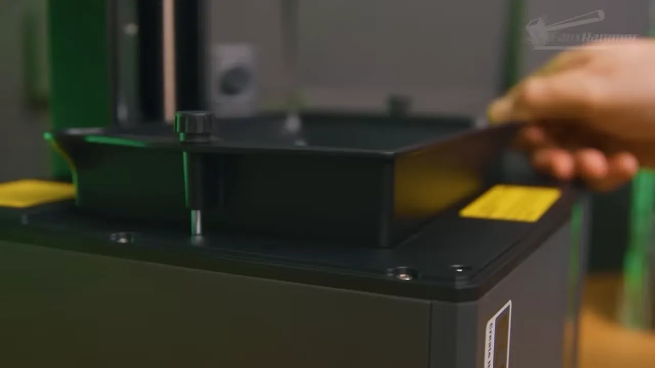 Elegoo Mars 5 Pro resin printer showing the tilting vat and build plate mechanism