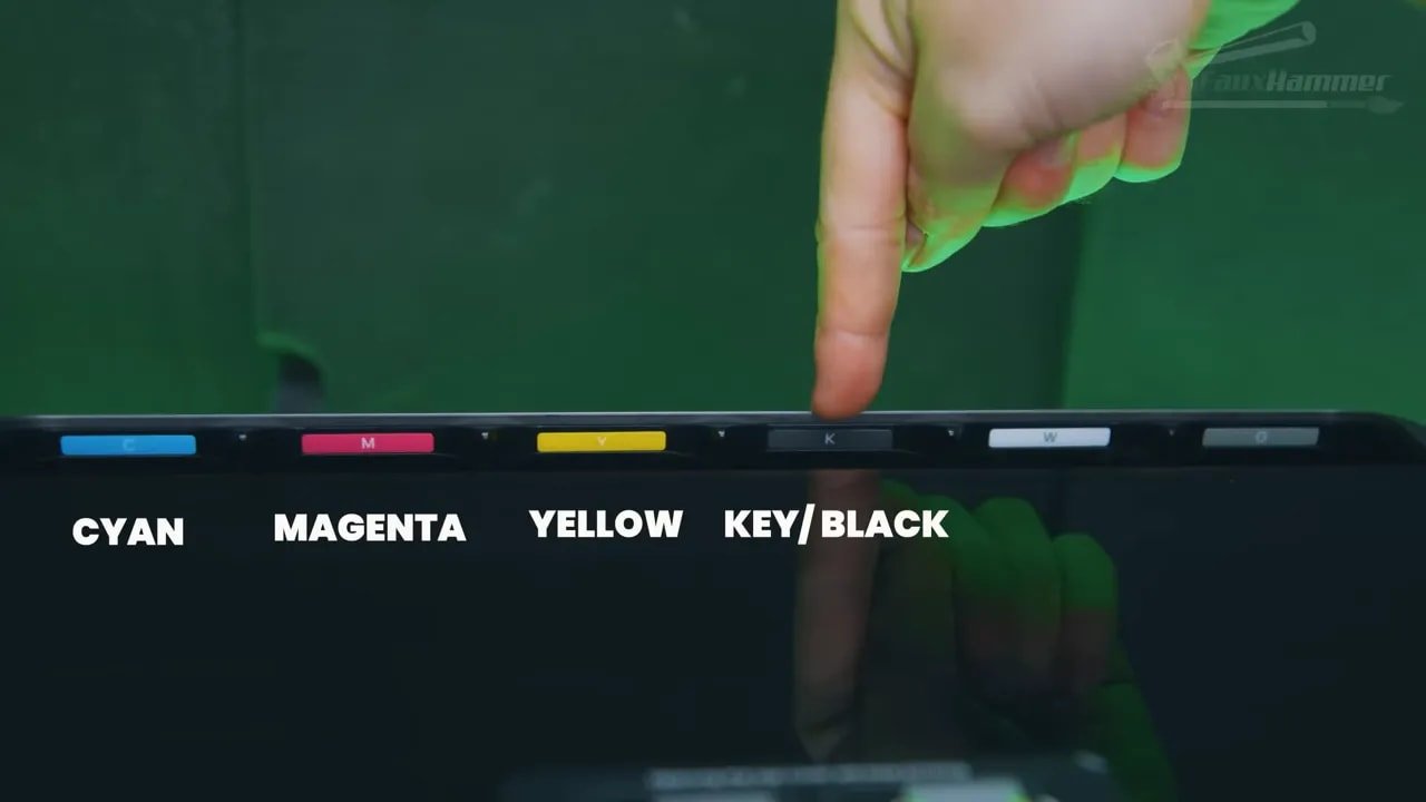 EufyMake E1 ink cartridge colors labeled cyan magenta yellow key black white gloss