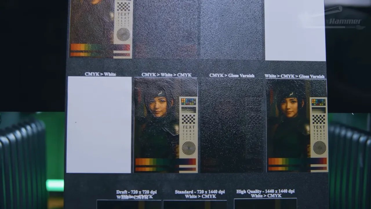 EufyMake E1 layer-order comparison print test with white and CMYK