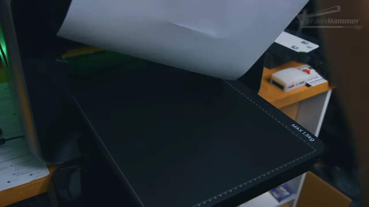 EufyMake E1 print bed inside the UV-curing chamber