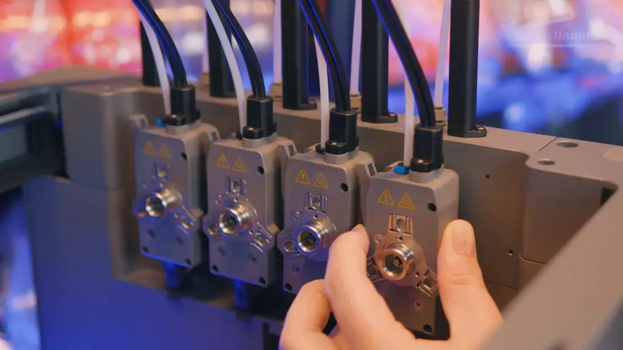 FlashForge Creator 5 four-tool toolchanger hardware layout with individual tool heads