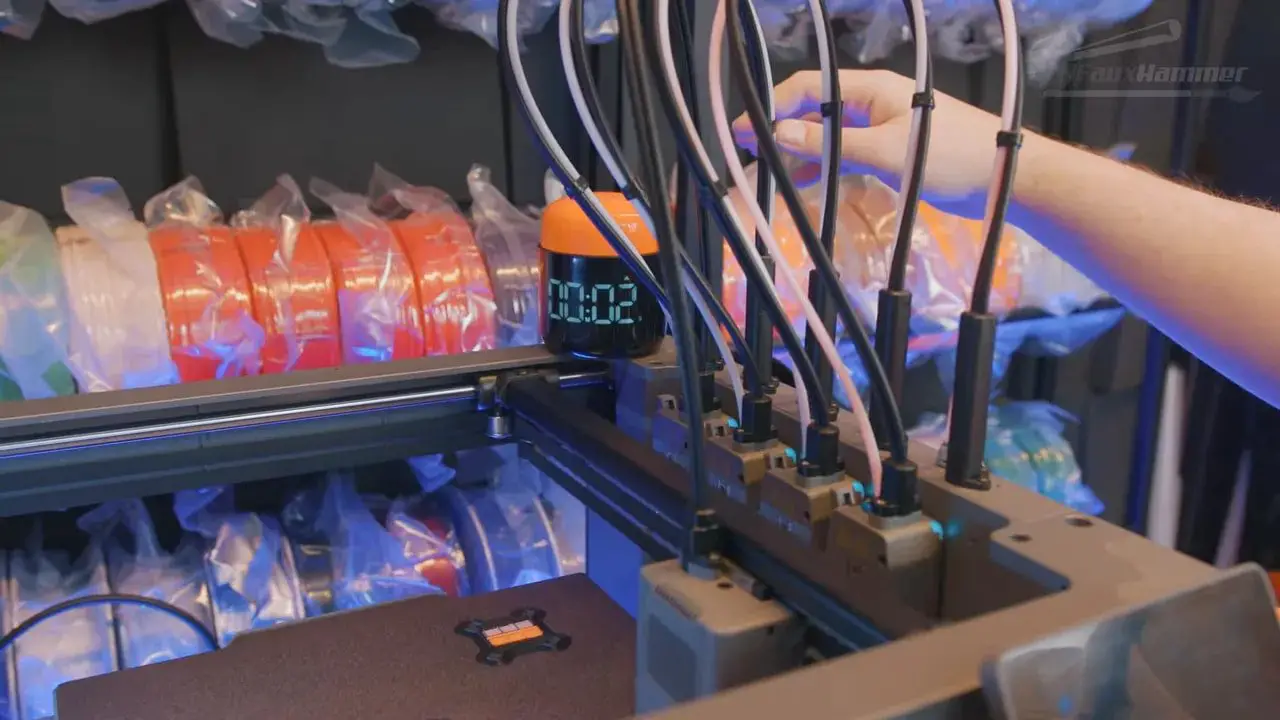 FlashForge Creator 5 toolchanger showing multiple direct-drive tool heads and filament paths