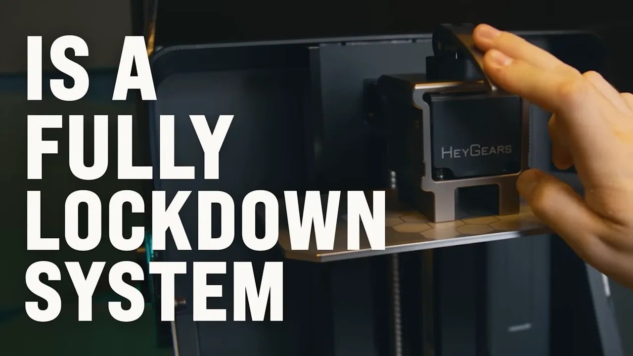 HeyGears Reflex RS resin printer showing a proprietary locked-down ecosystem