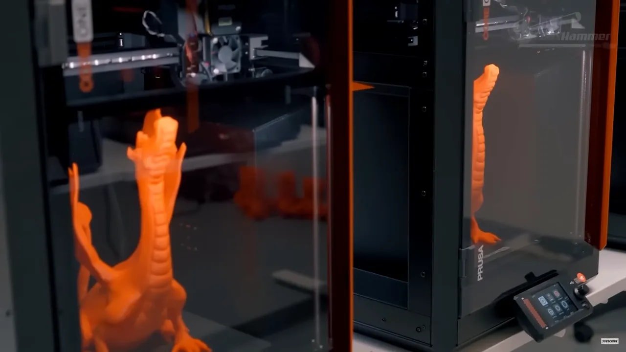 Prusa Core One printing inside the enclosed chamber