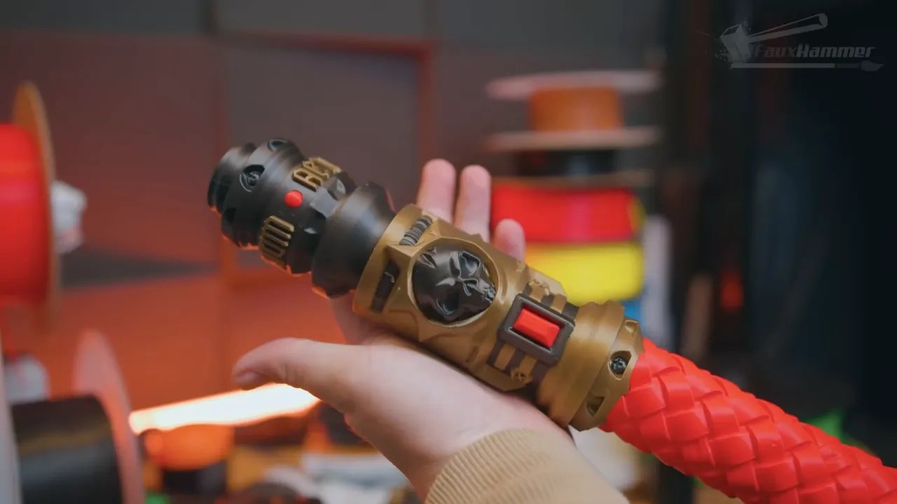 Close-up of Snapmaker U1 toolhead assembly held by a hand