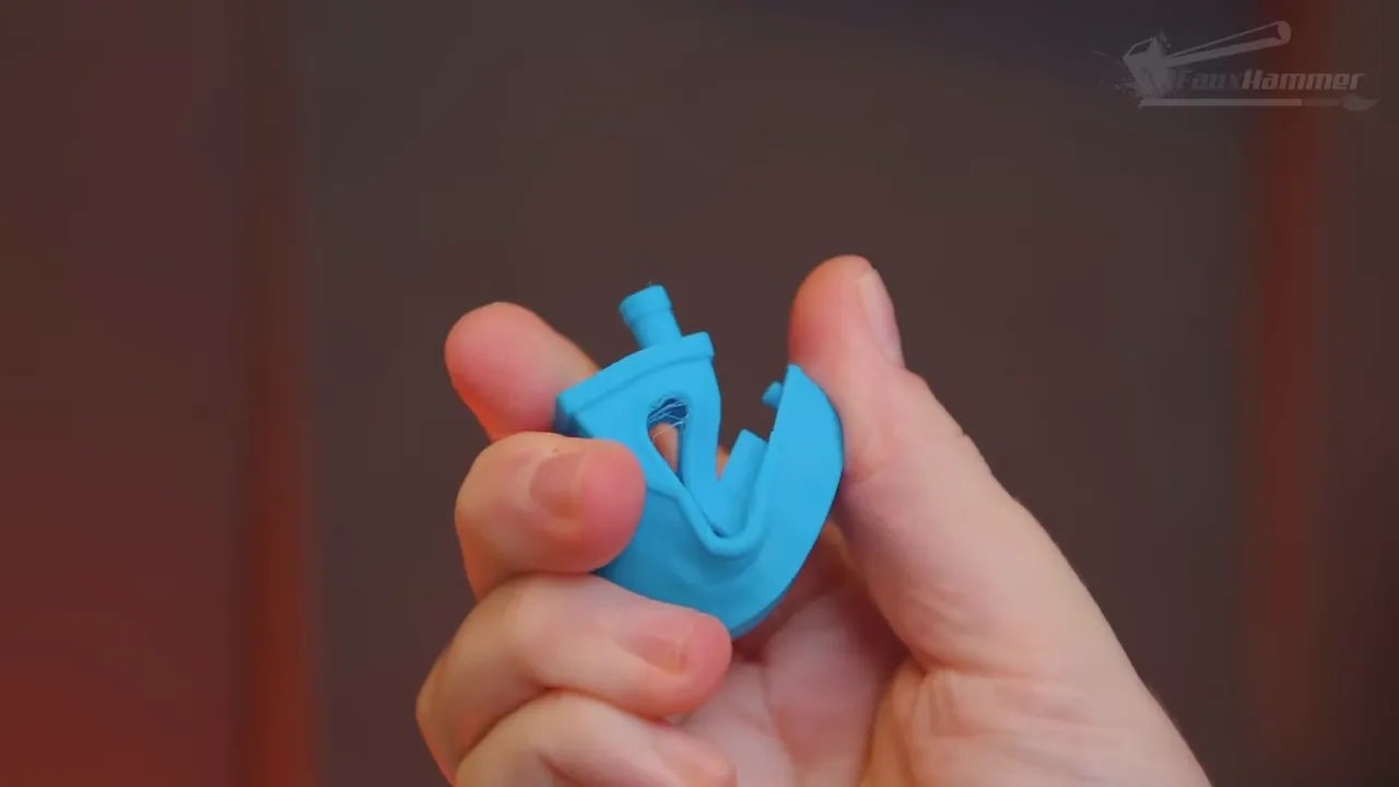 Close-up of flexible TPU print being handled