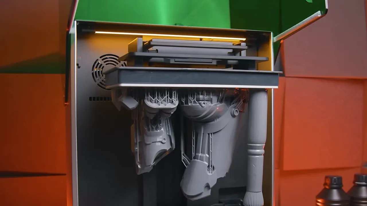 Internal components of the Uniformation GK3 Ultra showing integrated resin handling system