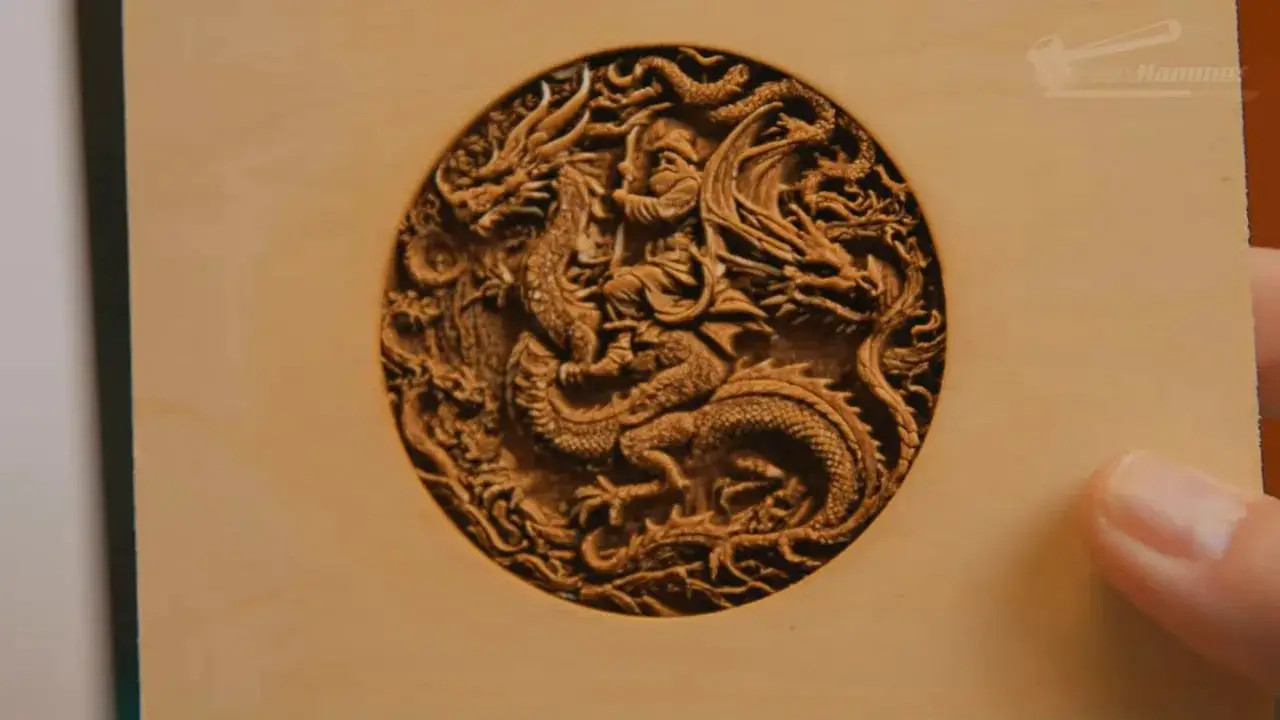Close-up of ornate engraved design made with xTool F2 Ultra UV